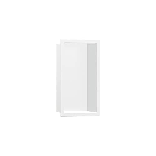 hansgrohe XtraStoris Original Recessed Wall Niche with Integrated Frame 12"x 6"x 4" in Matte White, 56057700 - color: Matte White, size: 12"x 6"x 4"