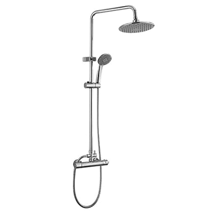 Thermostatic Shower System Chrome, Wall Mounted Shower Set Brass with Overhead Shower Head Tap, Adjustable Height Shower Mixer Set Modern for Bathroom Hotel