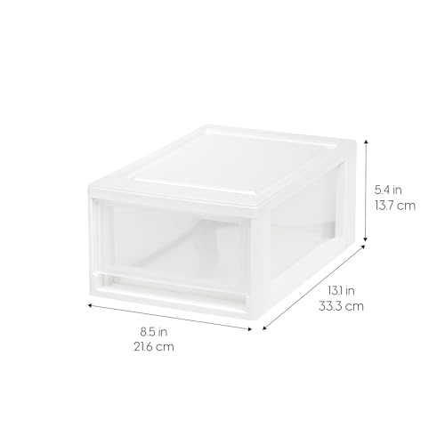 IRIS USA 4-Pack, 6 Qt. Small Stacking Drawer Storage Organizer, White | Organize craft supplies, accessories, office items, and small essentials around your home with separate storage spaces