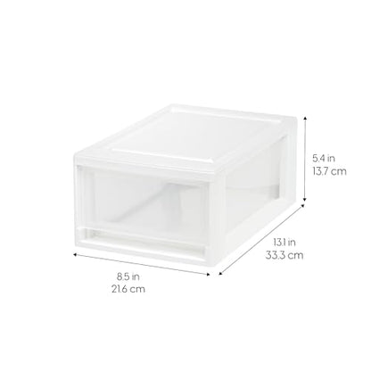 IRIS USA 4-Pack, 6 Qt. Small Stacking Drawer Storage Organizer, White | Organize craft supplies, accessories, office items, and small essentials around your home with separate storage spaces