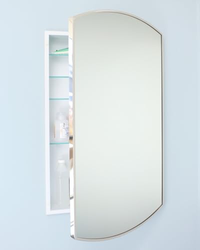 20x30 Harper Crescent Metal Framed Rectangle Recessed Bathroom Medicine Cabinet, Arced Mirror, 18x28 in-Wall Opening, Adjustable Glass Shelves, Magnet Close, Chrome - color: Chrome, size: 20x30