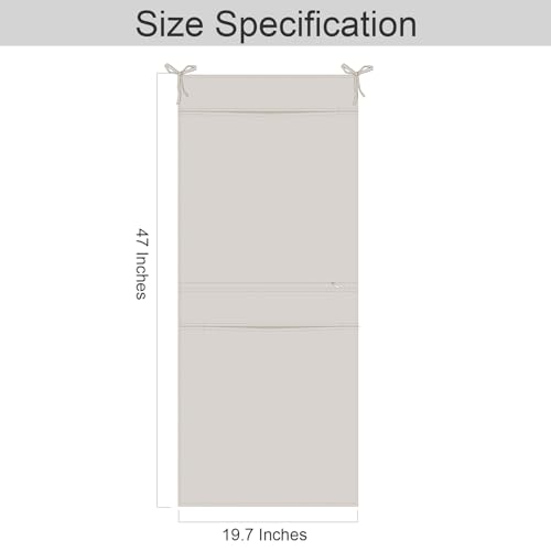 100% Linen Hanging Laundry Bag with 2 Compartments, Over the Door Laundry Hamper, Dirty Clothes Space Saving Organizer 19.7 x 47 Inches, Linen