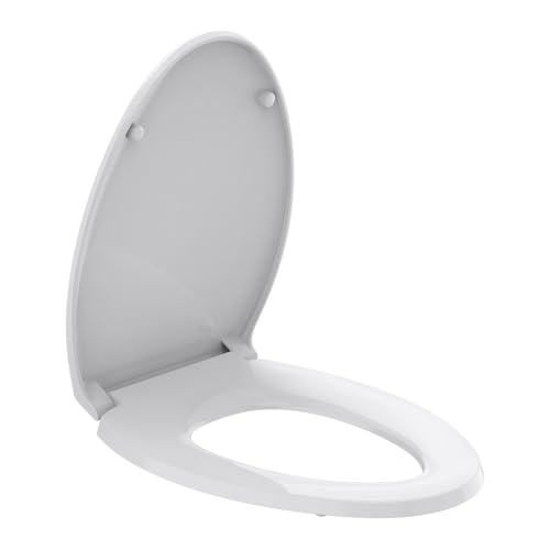 R&T Elongated Toilet Seat B1130, Heavy-Duty up to 400 lbs, Slow Close, Non Slip and Easy to Keep Clean, Easy to Install, White Premium Premium PP Material - color: Elongated – Upgrade / Heavy Duty (400 lbs)