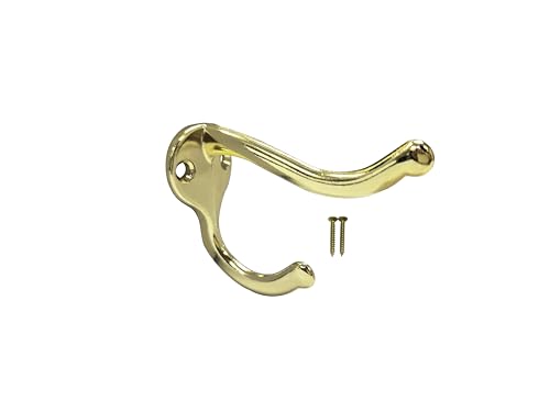 QCAA Coat Hat Hook, Heavy Duty for Wall Hanging, Zinc Die Cast, Brass Plated, Made in Taiwan, 12 Pack - color: Heavy-Brass, size: 12 Pack
