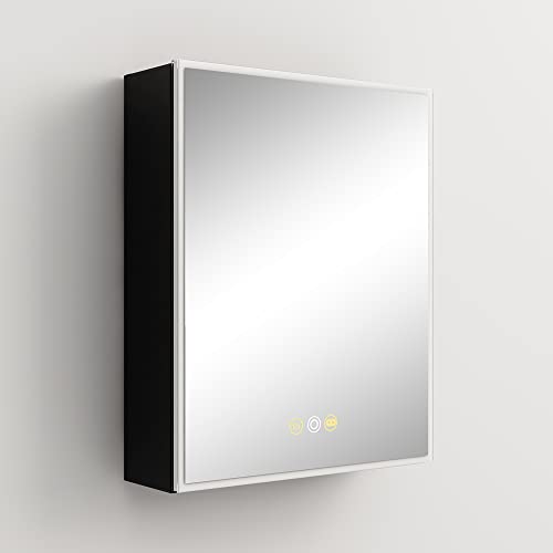 24"x30" Medicine Cabinet Mirror Bathroom Medicine Cabinet with Mirror | Lighted Medicine Cabinet, Black Medicine Cabinet with Lights, Defogger, Outlets, USB, Dimmable, Wall Mounted, Swing Left - size: 24x30 Inch