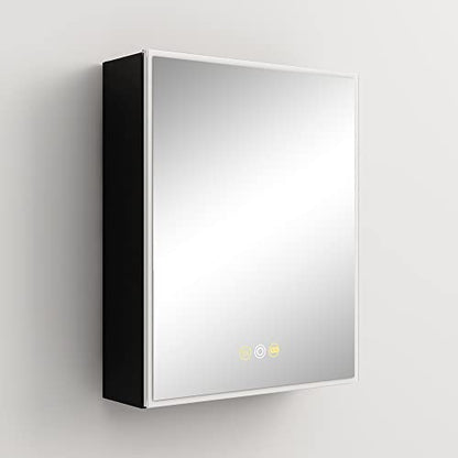 24"x30" Medicine Cabinet Mirror Bathroom Medicine Cabinet with Mirror | Lighted Medicine Cabinet, Black Medicine Cabinet with Lights, Defogger, Outlets, USB, Dimmable, Wall Mounted, Swing Left - size: 24x30 Inch