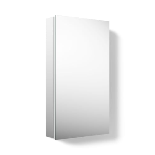 Kohler 55061-NA Embark Slim Medicine Cabinet Mirror, Adjustable Shelves with Mirrored Door, 15 in. W x 26 in. H - size: 15 in. x 26 in., style: Flat Edge