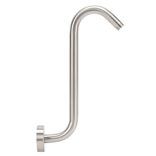 NearMoon S Shaped Shower Head Riser Arm, Shower Extender Arm with Flange, Standard 1/2" Connection- Bathroom Accessory (12 Inch, Brushed Nickel) - color: Brushed Nickel, style: 12 Inch