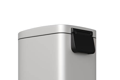 Garvee 1.6 gal / 6 L Metal Bathroom Trash Can with Lid, Slim Waterproof Garbage Can for Bedroom, Small Step-on Trash Bin with Inner Bucket, Rear Handle, Soft Close Lid, White - color: White, size: 1.6 Gallons