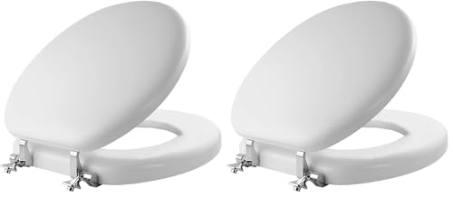Mayfair Padded Toilet Seat with Chrome Hinges, Soft Vinyl over Wood Core Seat, Made in USA, Round, White (Pack of 2) - size: Round (Pack of 2)