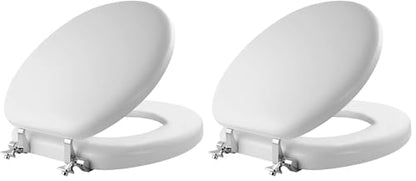 Mayfair Padded Toilet Seat with Chrome Hinges, Soft Vinyl over Wood Core Seat, Made in USA, Round, White (Pack of 2) - size: Round (Pack of 2)