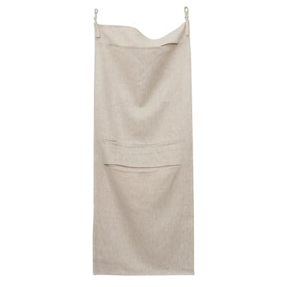 100% Linen Hanging Laundry Bag with 2 Compartments, Over the Door Laundry Hamper, Dirty Clothes Space Saving Organizer 19.7 x 47 Inches, Linen
