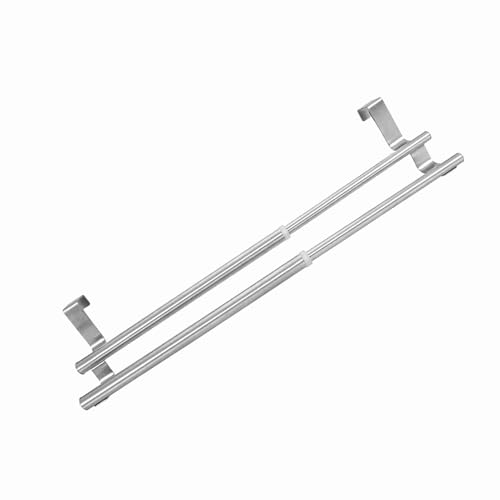 Stainless Steel Retractable Towel Rack – NoDrill Hanging Single Bar, 34cm, Fits Doors <1.9cm Thick (40cm Retractable Double Pole) - size: 40cm retractable double pole