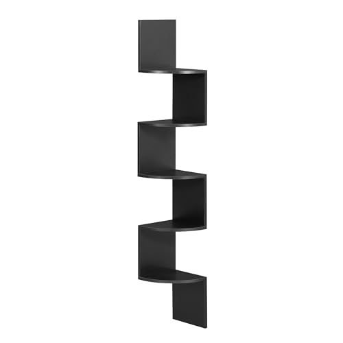 VASAGLE CUSTOS Collection - Corner Shelf Wall Mount, 5-Tier Floating Corner Bookshelf, Plant Shelf for Bedroom, Living Room, Bathroom, Home Office, Black ULBC072B01 - color: Ink Black