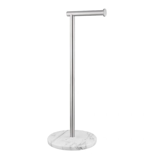 Toilet Paper Holder Free Standing with Natural Marble Base, 26" Height Floor Free Standing Toilet Paper Holder Brushed Nickel - color: Brushed Nickel, size: Basic Model