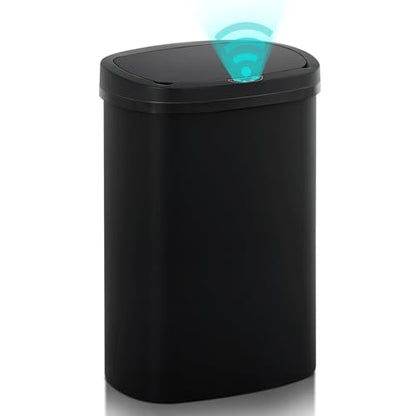 13 Gallon Motion Sensor Kitchen Trash Can, 50L Automatic Sensor Trash Can, Smart Waste Bin with Lid for Kitchen, Bathroom, Bedroom, Home Office, Quiet Open & Easy Clean (Black) - color: Black, style: 1 pack