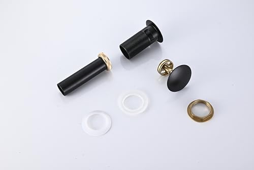 AVSIILE Matte Black Bathroom Sink Drain with Overflow Vessel Sink Stopper Pop Up Drain Assembly for 1.6"-1.9" Sink Hole, All Metal Rustproof Brass and 304 Stainless Stee - color: Matte Black, style: Overflow