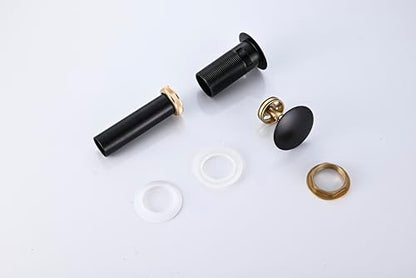 AVSIILE Matte Black Bathroom Sink Drain with Overflow Vessel Sink Stopper Pop Up Drain Assembly for 1.6"-1.9" Sink Hole, All Metal Rustproof Brass and 304 Stainless Stee - color: Matte Black, style: Overflow