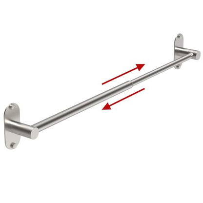 Towel Bar, Adhesive or Drill Wall Mount, Brushed Nickel, 1 Pack | Adjustable 16.7 to 28.5 Inch, 304 Stainless Steel Hand Towel Holder, Round Base Towel Racks for Bathroom, Kitchen Use - color: Extended Length–nickel