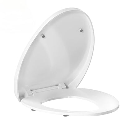 Soft Close Elongated Toilet Seat White | Closed Front Toilet Cover | 4 Non-Slip Seat Bumpers | Easy to Install & Clean | Fits Elongated Toilets - size: 18.89''X14.76''