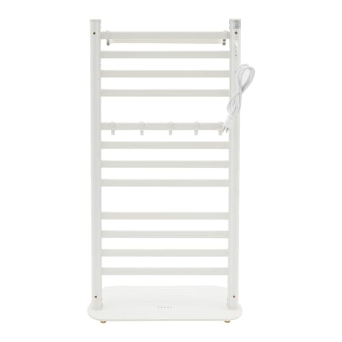 Freestanding Towel Warmer Rack, Heated Electric Carbon Fiber, Timer (White) | Place in Bathrooms to Warm Towels and Dry Clothes—Carbon Fiber Heating Eliminates Dampness, Spa‑Like Comfort Daily. - color: White