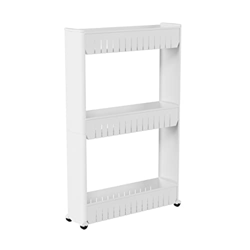 Lavish Home 3 Tier Shelf Rolling Cart - Narrow-Space Kitchen or Bathroom Shelf Organizer Cart - Slim Slide-Out Storage Shelves for Kitchen, Bathroom, Laundry and Pantry - size: 3-Tier