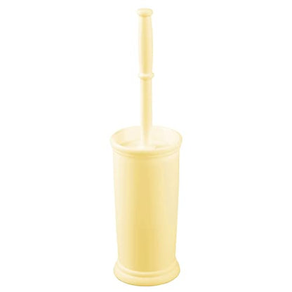 mDesign Toilet Bowl Brush and Holder - Covered Bathroom Brush - Standing Scrubber in Modern Holder - Space Saving, Deep Cleaning for Toilet - Hyde Collection - Light Yellow - color: Light Yellow