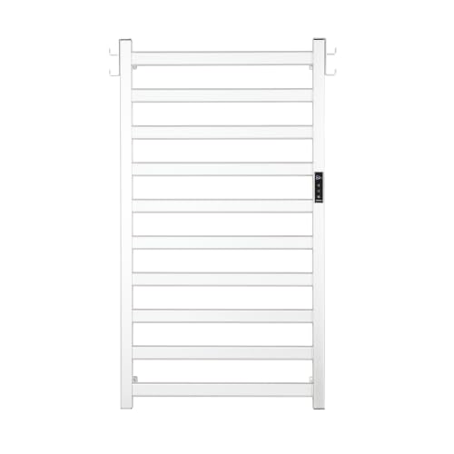 EA15 Series Towel Warmer, 10 Bar, White | Heated Towel Rack, Dual Hooks, Built-in Thermo Control and Timer, Memory Function, Work with Smart Plug - color: White, size: 10 Bar