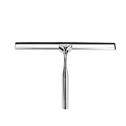 Stainless Steel Glass Squeegee, Window Squeegee Water Blade for Shower Doors Mirrors Tiles, Rust - Proof Rubber Edge Squeegee with Suction Cup Holder for Home Bathroom