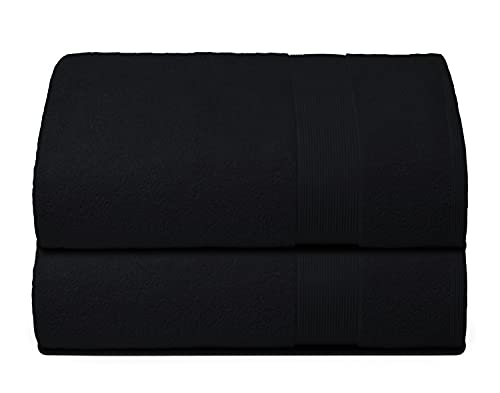Belizzi Home Premium Cotton Oversized 2 Pack Bath Sheet 35x70-100% Pure Cotton - Ideal for Everyday use - Ultra Soft & Highly Absorbent - Machine Washable - Black - color: Black, size: 2 Pack Bath Sheet