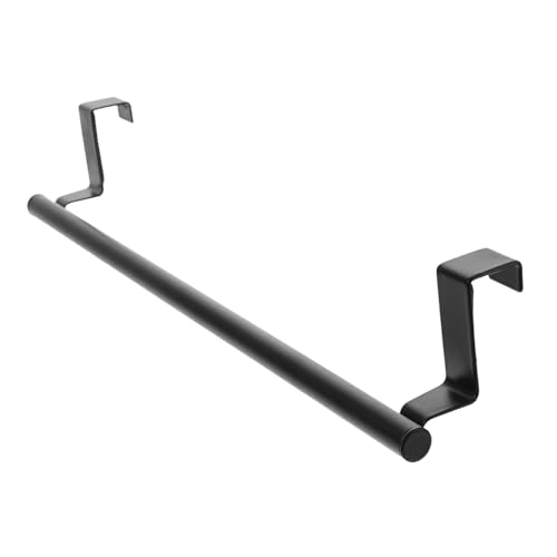 LIFKOME Stainless Steel Over Door Towel Rack Towel Holder for Bathroom and Kitchen Modern Design for Easy Installation Space-Saving for Cabinet Doors - color: Black