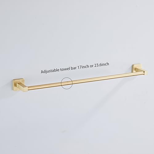 Brusehd Light Gold Bathroom Hardware Set 4 Pieces,Bathroom Accessories Set Stainless Steel Wall Mounted, Hand Towel Bar, Towel Ring, Robe Towel Hooks,Toilet Paper Holder,Towel Bar Set, 23.6 Inch… - color: Brusehd Light Gold, size: 23.6Inch
