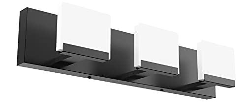 Ralbay LED Modern Black Vanity Light 3 Light Acrylic Matte Black Bathroom Vanity Wall Light Modern Black Bathroom Vanity Lighting Fixtures - color: Black, size: 3-Light