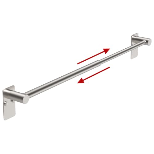 Towel Bar, Adhesive or Drill Wall Mount, Brushed Nickel, 1 Pack | Adjustable 16.7 to 28.5 Inch, 304 Stainless Steel Hand Towel Holder, Square Base Towel Racks for Bathroom, Kitchen Use - color: Extended Length–nickel