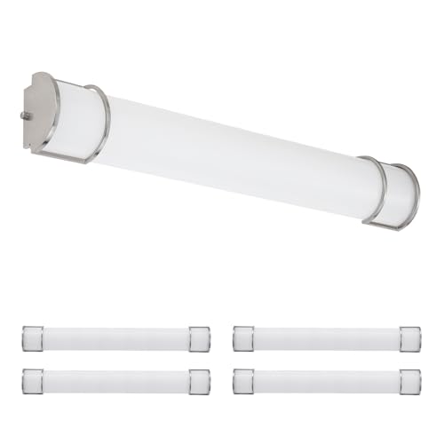 ASD LED 36" Vanity Flush Mount Light Fixture, Linear Bathroom Lighting Bar | 3CCT, Dimmable, Energy Star, ETL Listed | 30W 2650LM 3000-5000K 120V | Long Bath Wall Sconce Over Mirror | Nickel, 4 Pack - color: Brushed Nickel | Half Cylinder, size: 120V | 36