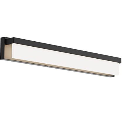 LED Bathroom Vanity Light Fixture Over Mirror 32.3 inch Modern Rectangle Black Matte Metal Lighting Bar 4000K Daylight Wall Sconce (Black) - color: Black, size: 32 inch