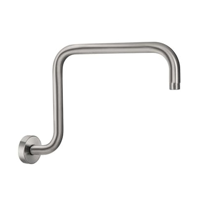 S shaped Shower Arm,13 Inch Stainless Steel Wall-Mounted High Rise Shower Head Extension Arm with Flange,Brushed Nickel,10Z2MK - color: Brushed Nickel, style: S Shaped
