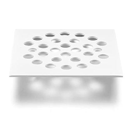 Square 4-1/4 Inch Screw-in Shower Drain Cover Replacement Square Floor Drainer Grate,Brushed Nickel,Brushed Gold,Oil Rubbed Bronze,Chrome (White) - color: White, size: 1-1/4