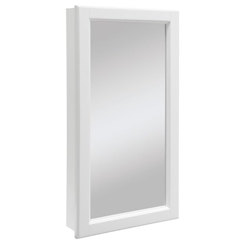 Design House Wyndham Single Door Medicine Cabinet, 16", White | Wall Mount, Transitional, Wood, Bath, 545111-WHT - color: White, size: 16 in. W x 30 in. H