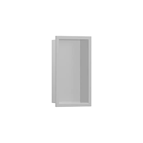 hansgrohe XtraStoris Original Recessed Wall Niche with Integrated Frame 12"x 6"x 4" in Concrete Grey, 56057380 - color: Concrete Grey, size: 12"x 6"x 4"