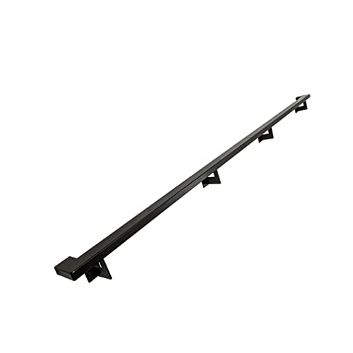 Urban Contemporary Aluminum Complete Handrail Grab Bar Set, Brackets Included, Powder Coated Finish (Black, 12 Foot Handrail) - color: Black, size: 12 Foot Handrail