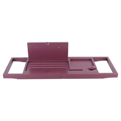 JEOZBM Bath Tray, Bamboo Bath Table Tray, Retractable Bathtub Shelf,Bathtub Caddy Tray, Expandable Bathroom Accessories for Wine, Phone, Book(90CM-Burgundy) - color: Burgundy