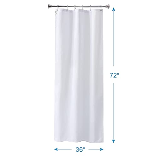 Small Stall Shower Curtain Liner Washable, 36 x 72 Inches, Fabric Shower Liner with 2 Bottom Stones, Narrow Waterproof RV Shower Curtain Liner, 6 Grommet Holes, Hotel Quality, White - color: White, size: 36"W x 72"L (Pack of 1)