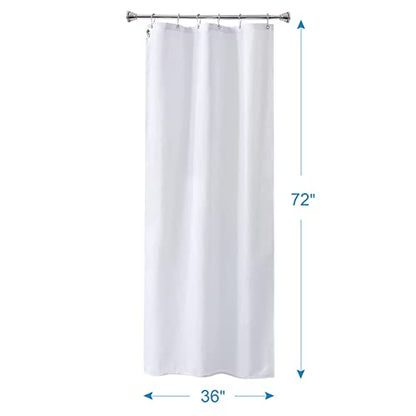 Small Stall Shower Curtain Liner Washable, 36 x 72 Inches, Fabric Shower Liner with 2 Bottom Stones, Narrow Waterproof RV Shower Curtain Liner, 6 Grommet Holes, Hotel Quality, White - color: White, size: 36"W x 72"L (Pack of 1)