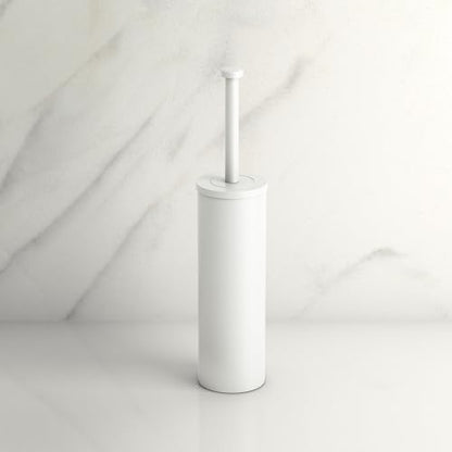 Gatco 1481W Latitude II Toilet Brush Holder, Freestanding Bathroom Toilet Brush Set, Matte White - color: Matte White, size: 15"H, style: Latitude II