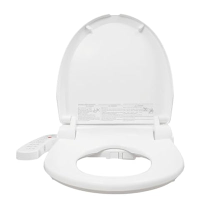 Electric Bidet Toilet Seat, Smart Heated Toilet Seat with Remote Control, Round Bidet Seat with Warm Water, Dryer, Turbo Wash, Feminine Washing, Night Light, Bidet Attachment for Toilet