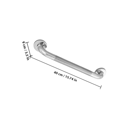 Veemoon Stainless Steel 40cm Non-Slip Grab Bar for Bathtub and Shower, Knurled Safety Handrail with Peened Texture, Bathroom Support Rail for Elderly and Disabled Users