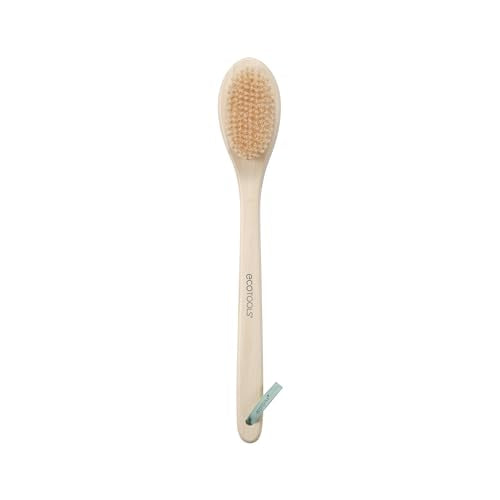 EcoTools Bristle Bath Brush, Shower Body Brush with Gentle, Stiff Bristles, Long Bamboo Handle, Gently Exfoliating for Back & Body, Stimulates Blood Circulation, Eco-Friendly, 1 Count (Pack of 2) - size: 1 Count (Pack of 2)