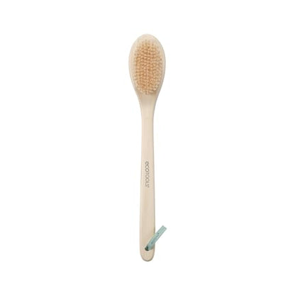 EcoTools Bristle Bath Brush, Shower Body Brush with Gentle, Stiff Bristles, Long Bamboo Handle, Gently Exfoliating for Back & Body, Stimulates Blood Circulation, Eco-Friendly, 1 Count (Pack of 2) - size: 1 Count (Pack of 2)