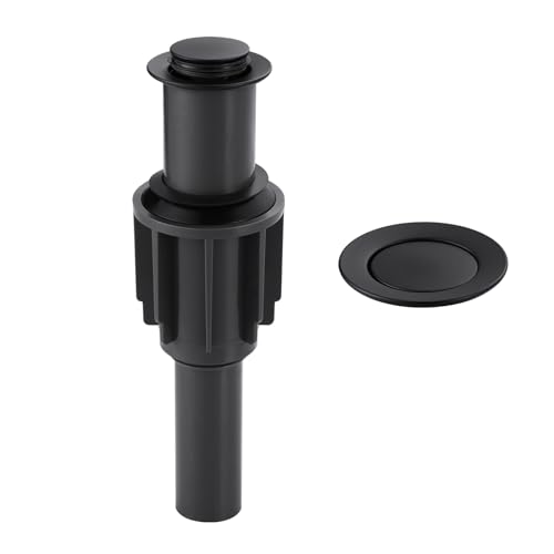 Pop Up Sink Drain Without Overflow, Bathroom Sink Drain Vessel Sink Stopper Pop Up Sink Drain Stopper, Pop Up Drain for Bathroom Sink Drain Strainer for Hair Catcher, Matte Black - color: Matte Black, style: Without Overflow